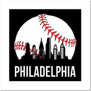 Philadelphia Downtown Baseball Philly Skyline Posters and Art